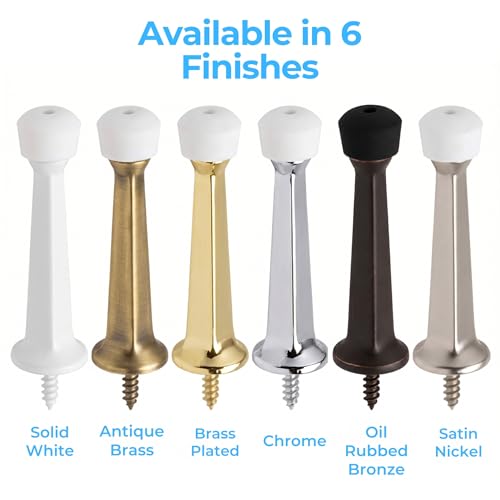 Litepak Satin Nickel 3" Heavy Duty Door Stopper Pack of 8 with Screws - Baseboard Mounted