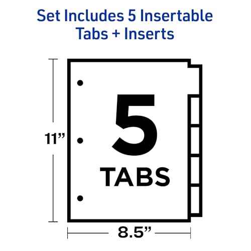 Avery Binder Dividers - 5-Tab Insertable Multicolor Big Tabs for Binders, 6 Sets of Dividers (11109)