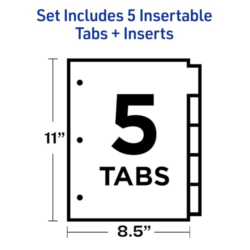 Avery 5-Tab Multicolor Paper Dividers 6-Pack - Insertable Big Tabs for Binders