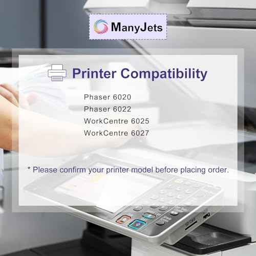 4-Pack Remanufactured 6022 Toner Cartridge Replacement for 106R02759 (Black)/106R02756 (Cyan)/106R02757 (Magenta)/106R02758 (Yellow) for Phaser 6020/6022 & WorkCentre 6025/6027 Printer