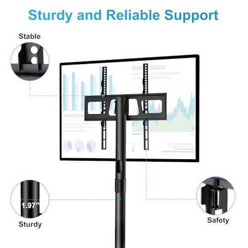 Rolling TV Stand for 23-60 Inch LCD LED Flat Curved Panel Screens TVs, Height Adjustable Mobile TV Stand with Locking Wheels up to 55lbs, Tilting Smart TV Cart Max VESA 400x400mm