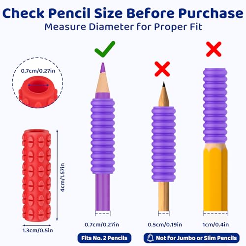 Textured Pencil Grips for Kids, Teens & Adults ? 24PC Sensory Fidget Toys for ADHD, Autism, Anxiety & Stress Relief - Ideal for Teachers as Educational Tools or Classroom Rewards