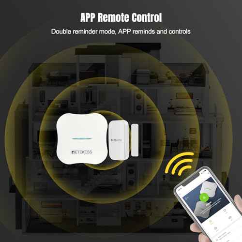 Retekess TH011 WiFi Door Alarms When Opened,Door Sensor,32 Chimes 5 Volume Levels,Rechargeable Door Chime for Business,2 Sensors 1 Receiver for Home,Dementia,Office