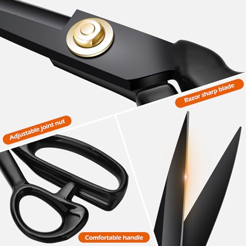 8-Inch Heavy Duty Fabric Scissors - Professional Sewing Shears for Leather & Crafting