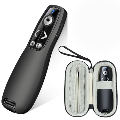 ELISWEEN Wireless Presenter with Carry Case, Presentation Clicker with Protective Storage Bag, Presentation Remote for Powerpoint, Mac, Computer, Laptop