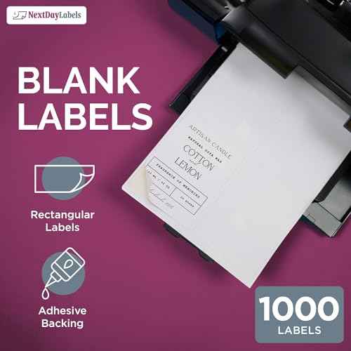 NextDayLabels ? 4¡± x 5¡± Rectangular Sticker Labels for Printer - White Laser/Inkjet Printer Labels Return Address Labels Shipping Label Stickers (250 Sheets, 4 Per Sheet, 1000 Labels)