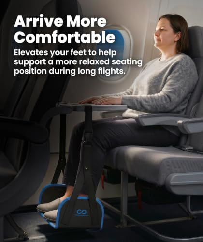 Everlasting Comfort Black Airplane Foot Hammock – Adjustable Travel Foot Rest