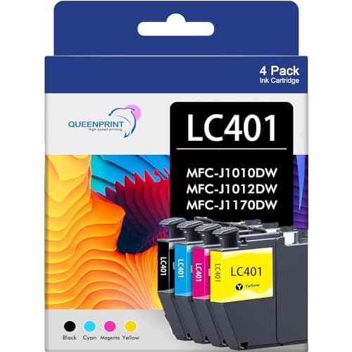 Lc401xl Ink cartridges for Brother Printer Compatible for Brother LC401XL lc401 Ink cartridges Work with Brother MFC-J1010DW MFC-J1012DW MFC-J1170DW Printer (Bk C M Y, 4 Pack)