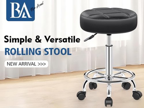 Brick Attic Rolling Stool with Wheels, PU Leather Small Office Chair with Foot Rest,Versatile Adjustable Swivel Stool for Tattoo Massage Salon Spa Teach Medical Facial Office Home Work Kitchen