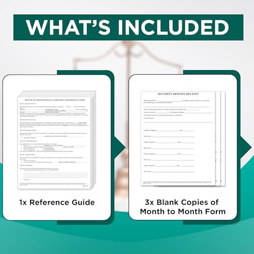 Month-to-Month Rental Agreement Kit with 3 Blank Forms & Reference Guide