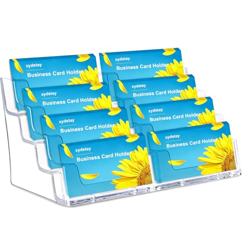 xydstay 8 Slot Acrylic 4-Tier Business Card Holder for Desk Organization