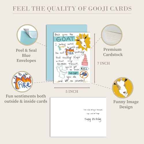 Gooji 5x7 Skibidi Toilet Funny Birthday Card for All Ages - Fire & GOAT Theme for Daughter, Youth, Teenager, Best Friend - Perfect Gen Z Humor for Men and Women