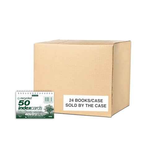 Roaring Spring Wirebound Spiral Bound Recycled Index Cards 3"x5", 100# White Paper, Narrow Ruled, Perforated, Blank on Back, Snag-proof (Pack of 24)