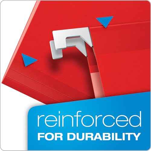 Pendaflex PFX42623 Ready-Tab Reinforced Hanging File Folders, Letter Size, Red, 5 Tab, 25/BX (42623)