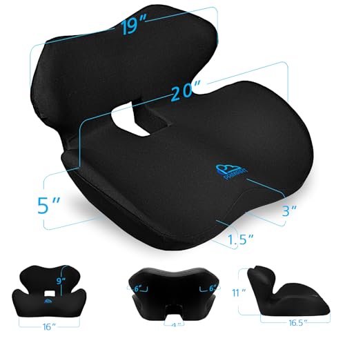 Ergonomic Memory Foam Seat Cushion for Office Chair, Car Seat, Gaming Chair, Dining Chairs| Sciatica, Tailbone & Coccyx Pain and Pressure Relief | Lumbar & Lower Back Support | Orthopedic Design