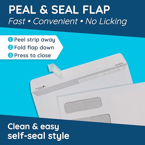 Blue Summit Supplies #8 Double Window Security Envelopes Self Seal 500 Pack