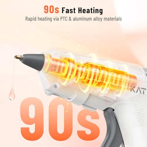 Katerk Cordless Hot Glue Gun Kit with 15 Sticks - White, 3.7V, 90s Heat