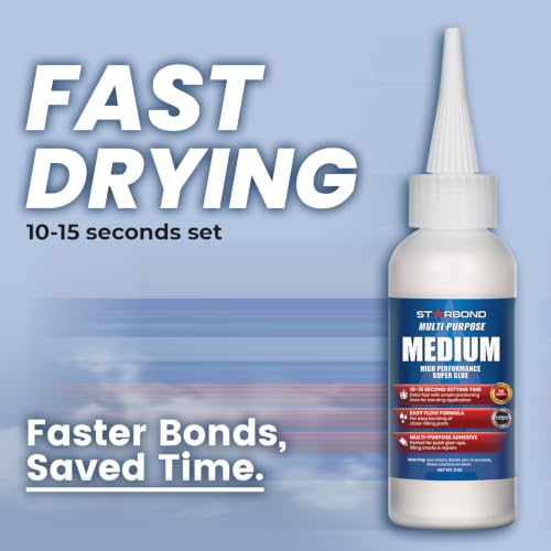 Starbond Medium CA Glue Pro Kit (2 oz) with Anti-Clog Cap, Nozzles & Tips