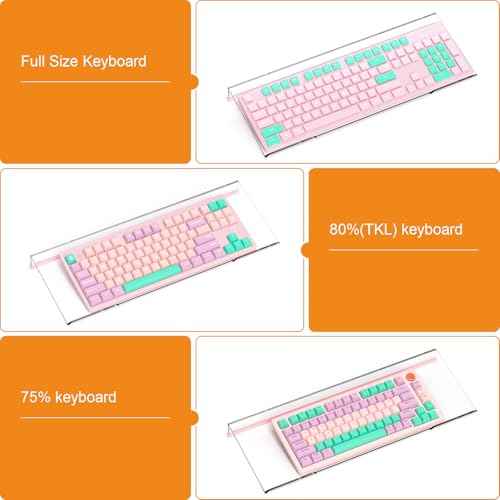 BEEGO Ergonomic Computer Keyboard Stand - Clear Acrylic Keyboard Riser Tilted Keyboard Holder Keyboard Tray with Lightpink Non-Slip Strip for Easy Typing at Home School Office Desk Accessories