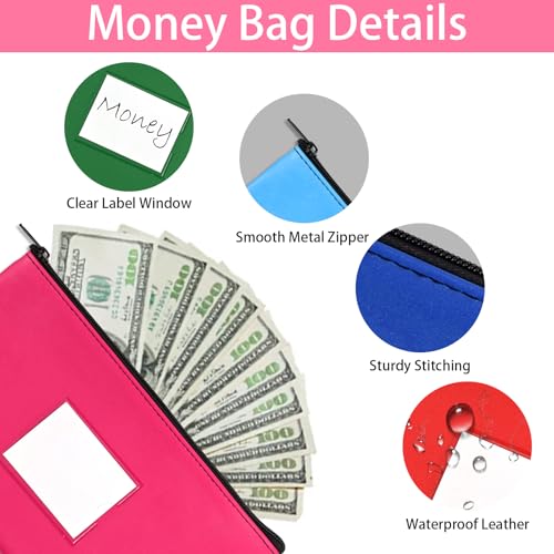 VOCHIC 7-Piece Money Bags with Zipper 11x6.1in - 7 Colors, Transparent Window Label Slots