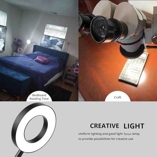 Desk Clip on Lamp for Reading Home Office, with 5V 2A Adapter, 10 Dimmable Brightness 3 Modes, Clamp Reading Light for Bed Headboard, Craft (2packs, Black)¡¦