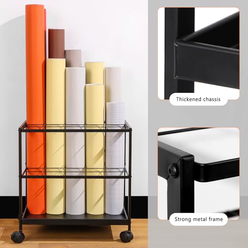 Erordna Blueprint Storage Rack Cart – 20 Slots Dual-Layer Metal Organizer for Blueprints, Posters & Artwork (20 Slots)