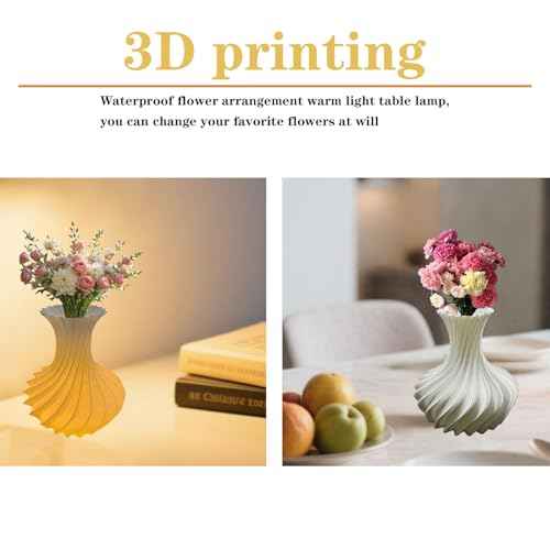 3D Printed Vase Shape Table Lamp - USB Bedside Decor, Warm Glow Night Light, One-Touch Control, Home Office Gift