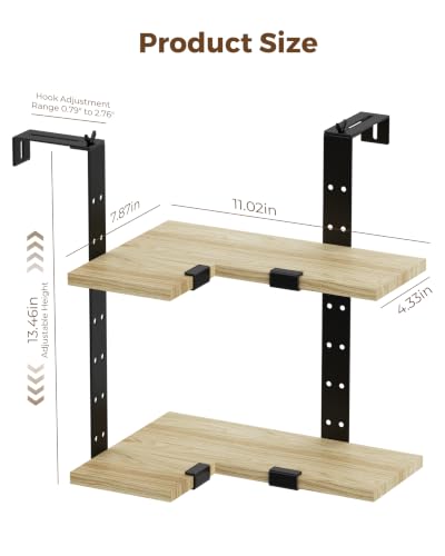 L-Shaped Wooden Cubicle Shelf - Adjustable Office Desk Organizer with Clamp
