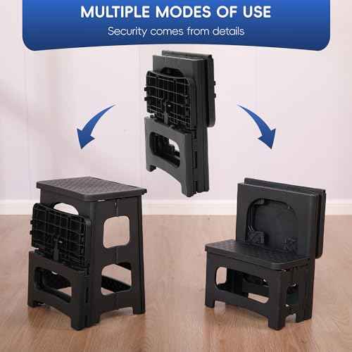 2-Step Folding Stool for Adults, Non-Slip Foldable Stool for Home, Office, Garage, Library, Closet, Bathroom, Porch