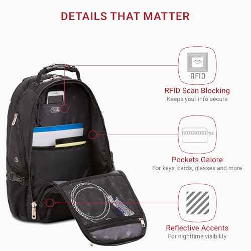 SwissGear 1900 Scansmart TSA 17 Laptop Backpack, Black, 19-Inch