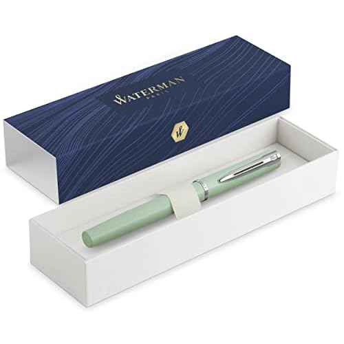 Waterman Allure Fountain Pen | Mint Green Matte Lacquer with Chrome Trim | Fine Stainless Steel Nib | Blue Ink | With Gift Box