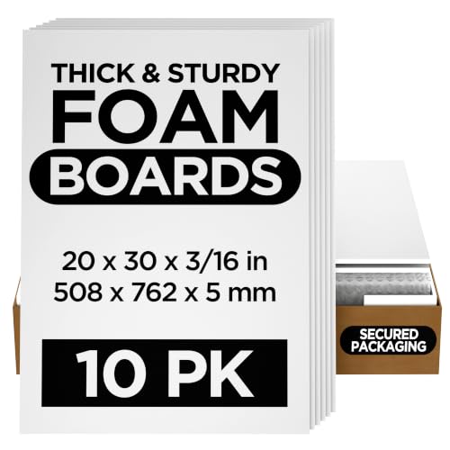 White Foam Board 20x30 Inch - 10 Pack for Crafts, Displays & Art Projects