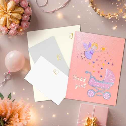 New Baby Pop Up Card for Girls, Welcome New Baby Cards, for Baby Shower, Newborn, Congratulations.