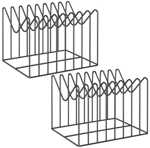 TOPCJ 2 Pack Wire File Organizer for Desk - 8 Sections Desktop File Holder Rack, Rust-Resistant Steel, Black
