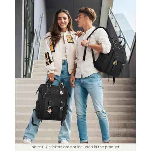 LOVEVOOK Laptop Backpack for Women, College School Backpack Student Bookbag, Teacher Work Bags Travel Backpack Purse, Business Computer Bag Commuter Nurse Bags, 15.6 Inch, Black