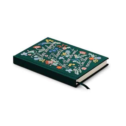 RIFLE PAPER CO. There Are Always Flowers Embroidered Journal | 240 Ruled Pages, Cloth Cover with Floral Embroidery & Grosgrain Ribbon Bookmark, Lay-Flat Binding, 8" L x 5.75" W
