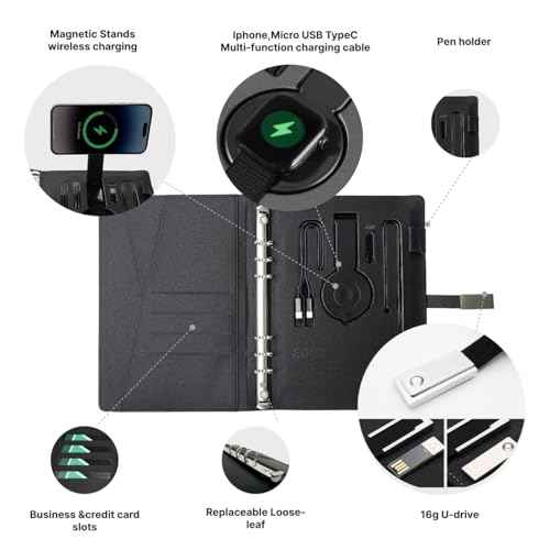 2026 Planner£¬Professional Notebook with Power Bank & 15W Wireless Charger£¬Travel Journal for Business Trips£¬Refillable Planner for Personal Organization£¬Leather Notebook for Women and Men