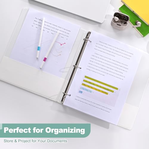 SUIN 1-Inch 3-Ring-Binder 12 Pack - Clear View Cover for US Letter 8.5 x 11 in Office & School (White)