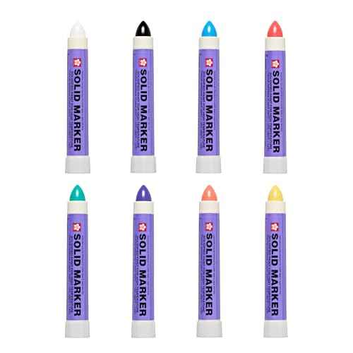 SAKURA Solid Marker, Solidified Paint, 8 Pack Set Including White, Black, Yellow, Orange, Purple, Blue, Red & Green