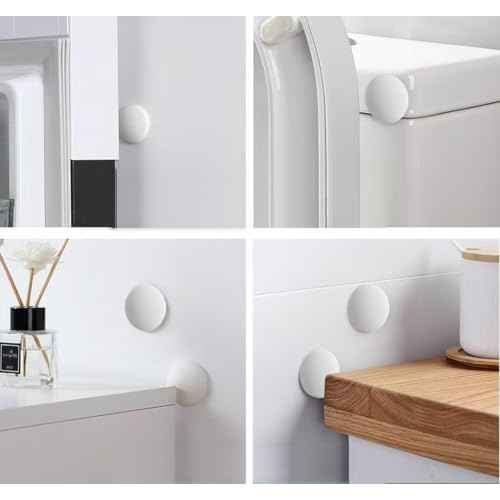 Door Stoppers (6 Pcs) Door Stops Wall Protector. 2" White Silicone Door Bumpers with Strong Thickened Adhesive of Rubber Knob, Round Wall Shield Cushion. Door Knob Wall Protector,Anti-Collision Pad