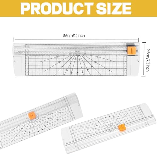 14-Inch Dual-Blade Paper Cutter with Adjustable Guide & Built-in Tape Measure