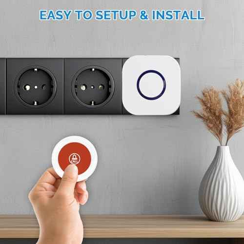 Wireless Caregiver Pager Dual Receiver Home Alert System with Emergency Call Bell SOS Buzzer Buttons for Elderly Parents 1000+ Feet Range 38 Melodies AB Buttons No Monthly Fee 2RX+2TX White
