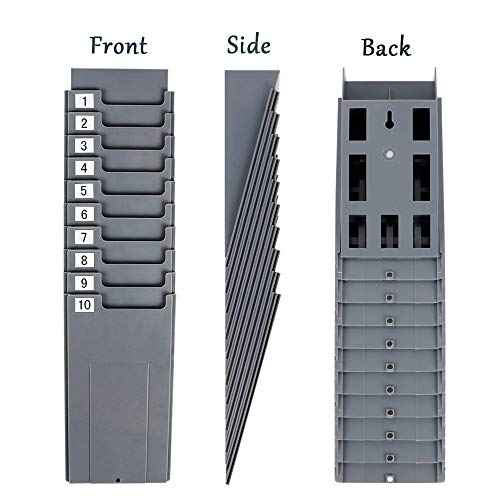 Time Cards Rack, Expand Time Card Holder with 10 Slots Plastic Wall Mount Time Cards Holder Racks with Screw for Office,Factory to Record Attendance Time Indoor,Outdoor