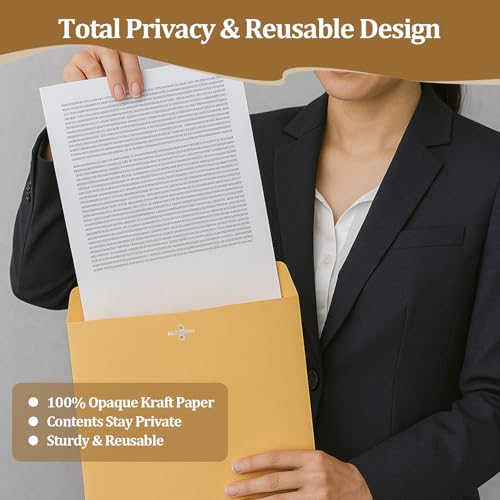 Smrtcol 12-Pack Kraft Paper Clasp Envelopes with Metal Closures, 3 Sizes for Shipping & Office