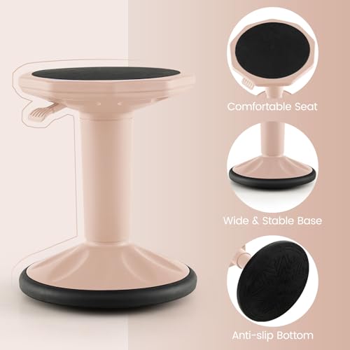 GIANTEX Adjustable Wobble Stool for Classroom & Office Seating - Peach Pink 24"