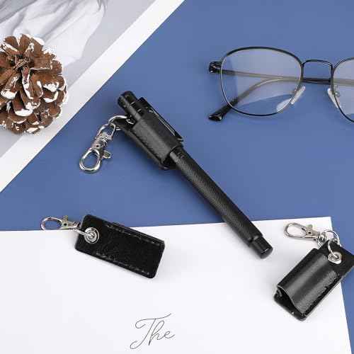 2 Pieces Lanyard Pen Clip, Anti-Lost Neck Lanyard, Portable Leather Neck Pen Holder Keychain