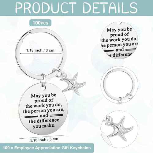Starfish Story Gifts You Make a Difference Keychains with Cards Appreciation Gifts for Coworkers Employee Office