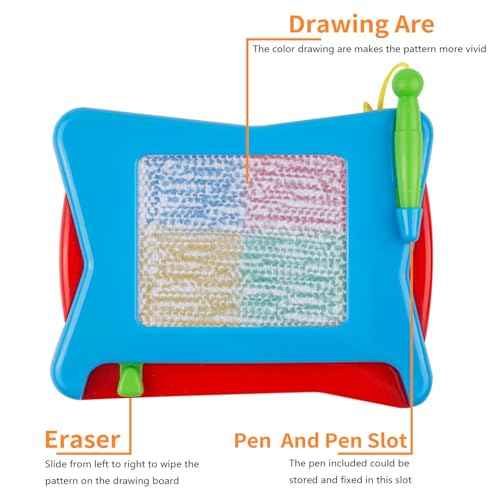 16pc Mini Magnetic Drawing Board, 4-Colors Travel Size Erasable Doodle Magna Board Toy, Small Writing Painting Sketching Pad, Educational Learning and Classroom Prizes for Toddler Boy Girl Kids Child