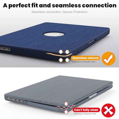 Compatible for MacBook Air 15 Inch Case M4 M3 M2 2025 2024 2023, Foldable Stand, Mouse Pad/Bag, Keyboard Cover, Plastic Hard Shell Woven Fabric Protective Cover for A3241 A3114 A2941, Navy