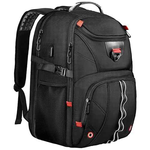 Z-MGKISS Extra Large Travel Backpack, 18.4"-19" Gaming Laptop Rucksack, TSA-Approved Anti-Theft Spacious Daypack for Work, Gym & College, Black